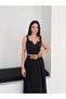Women's Bridge Detail Self-Belted High Waist Premium Palazzo Skirt - 2