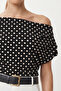 Polka Dot Draped Polyamide Blouse Laz0007 Black - 3
