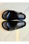 Men's Genuine Leather Cross Non-Slip Sole Black Slippers - 4
