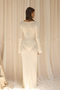 Merry Low-Cut Ecru Long Knitwear Dress - 5