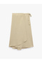 Textured Binding Detailed Double-Breasted Midi Skirt - 3