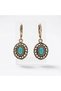 Bronze Vintage Women's Earrings Authentic Copper Jewelry Turquoise Stone Oval Lace Model - 3