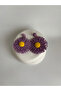 Purple Yellow Flower Straw Earrings (7 cm) - 3