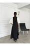 Black Strappy Oval Neck Relaxed Comfortable Fit Imported Fabric T-Shirt Dress 2-Piece Set - 6