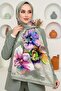 Women's Green Orchid Patterned Soft Shawl - 2