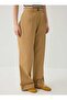 Double Leg Detailed High Waist Trousers - Camel - - 4