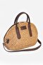 Lina Genuine Leather Handle Oval Knitted Bag Brown - 3
