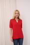 Polo V-Neck Short Sleeve Openwork Leaf Patterned Summer Fresh Airy Viscose Knitwear T-Shirt - 4