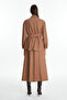 Brooch Detailed Belted Jacket Brown 0158 - 6