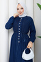 Women's Ribbed Detailed Pocketed Denim Dress - 4