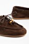 G-03 Brown Suede Beaded String Casual Women's Ballerinas - 5