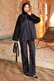 Black Jeans Garnished Jacket Pants Suit - 4