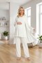 New Season Ecru Maternity Summer Flounce Design 100% Cotton Double Breasted Short Sleeve Dressing Gown Pajama Set - 3