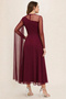 Women's Long Sleeve Semi-Turtleneck Tulle Detailed Long Sandy Dress - 2