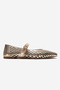 Genuine Leather Laser Gold Women's Buckle Detailed Ballerinas Oprey - 3
