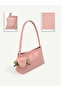 Wrinkled Textured Pink Shk218 Faux Leather, Snap Fasteners, Glasses Case with Charm, Single Compartment, Hand, Arm and Shoulder Bag - 5