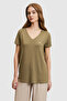 Women's Khaki Basic T-Shirt 50321833-Vr027