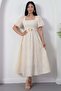 Square Neck Belted Dress Grs3980 - 3
