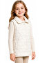 Girl's Snap Closure Thin Quilted Model Pocketed Lined Ecru Color Puffer Vest - 2