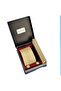 Beige Self-Striped Elengant Tie, Handkerchief and Cufflink Set in Gift Pu Leather Box - 2