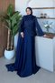 Alara Sleeve Detail Evening Dress Navy Blue - 4