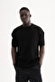 Men's Ribbed Knit T-Shirt Black - 2