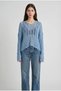 Women's Baby Blue Ripped Detailed Loose Knit Sweater Bohemian Pinterest Style Openwork - 2