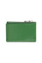 Green Textured Tri-Fold Wallet with Zip Coin Pocket