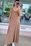 V-Neck Pocketed Viscose Combed Cotton Dress 6Y011
