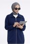 Boy's Zippered Sport Set with Elastic Sleeves and Pocketed Pants Indigo 26Yt6103