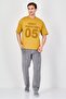 Men Crew Neck Short Sleeve Embroidered T-Shirt, Mustard - 4