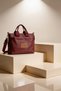 Women's Burgundy Multi-Compartment Crossbody Daily Shoulder Bag Large Size Tote Bag