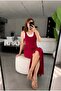 Women's Two-Piece Inside Mini Length Tank Top Thin Straps Deep Slit Dress - 8