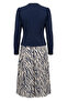 Rose Detailed Blouse Skirt Double Set 5645-05 Navy Blue - 6