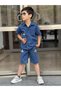 Boys' Denim Embroidered Detail Summer Two-Piece Set (SHORTS SHIRT) - 4