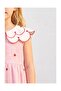 Girl's Cotton Pink Striped Heart Patterned Dress - 4
