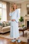 New Season Blue Design Flounce Sleeve Summer 100% Cotton Full Length Maternity Maternity Dressing Gown Nightgown Set of 2 - 2