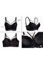 Black Unpadded Bralette with Lace and String Detail, Soft Covered Bra - 2