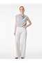 Aerobin Fabric Draped Collar Sleeveless Blouse - 2