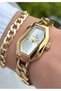 Chain Model-Steel Cord-Women's Wristwatch-Gold Color-2 Years Warranty-Bracelet Gifted Hmj4Fc5 - 3