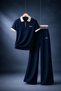 Eli̇na Navy Blue Double Suit Palazzo Compact Fabric Modal Fabric Trousers Set (Soft Fabric and Non-Shrinkable)