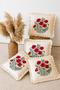 4-Piece Ruffled Poppy Patterned Decorative Throw Pillow Cover 100% Cotton Organic Dye Printed 45X45 cm