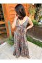 Green Multicolor Ethnic Patterned Strappy Long Dress
