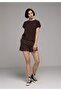 Regular Fit Round Neck Plain Women's Brown Short Sleeve T-Shirt - 3