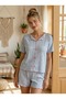 Summer V-Neck Camisole Pajama Set with Bow Detail - 3