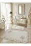 Saraylı Series Gold Sim Embroidered Ruffled Cream Bath Towel Set