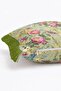 Green Rose Garden Patterned Fringed Throw Pillow Cover - Khaki Tasseled Vintage Botanical Pillowcase - 5
