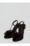 Sorın Women's Transparent Tulle Geometric Floral Buckle Pointed Toe Open Front Leather Detailed Thin High Heeled Shoes 10 cm