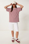 Striped Oversize Viscose T-Shirt Lrn0041 Bordo White - 2