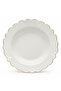 Solecasa Off-White Round Ceramic Plate with Gold Rim - 8.5 Inch